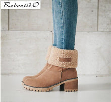 Load image into Gallery viewer, Roboviido New Women Boots Winter outdoor keep Warm Fur Boots Waterproof Women's Snow Boots Thick heel with round head short boot