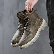 Load image into Gallery viewer, RELKA Handmade Men Ankle Boots High Quality Microfiber Retro Round Toe Soft Thick Heel Shoes Fashion Lace-up Classic Boots B3