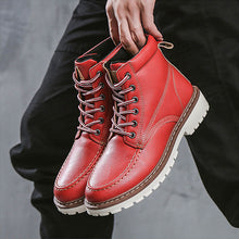 Load image into Gallery viewer, RELKA Handmade Men Ankle Boots High Quality Microfiber Retro Round Toe Soft Thick Heel Shoes Fashion Lace-up Classic Boots B3
