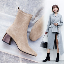 Load image into Gallery viewer, Vangull Women Boots British style flock velvet stretch boots casual fashion internal leather European and American all match