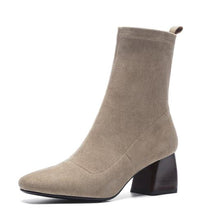Load image into Gallery viewer, Vangull Women Boots British style flock velvet stretch boots casual fashion internal leather European and American all match